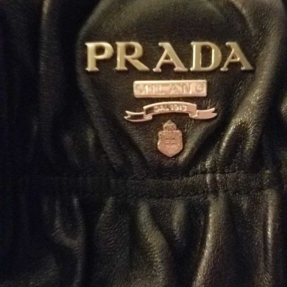 Prada Black Nappa Gaufre Ruched - Picture 2 of 6
